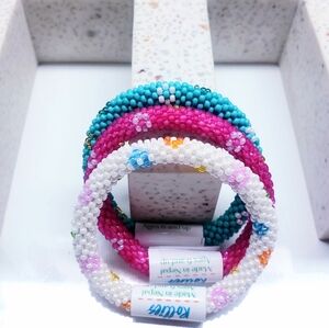 FLOWER POWER -The Original Rollies® Bracelet for Kids, 6" round, Nepal,#3(3 Pcs)